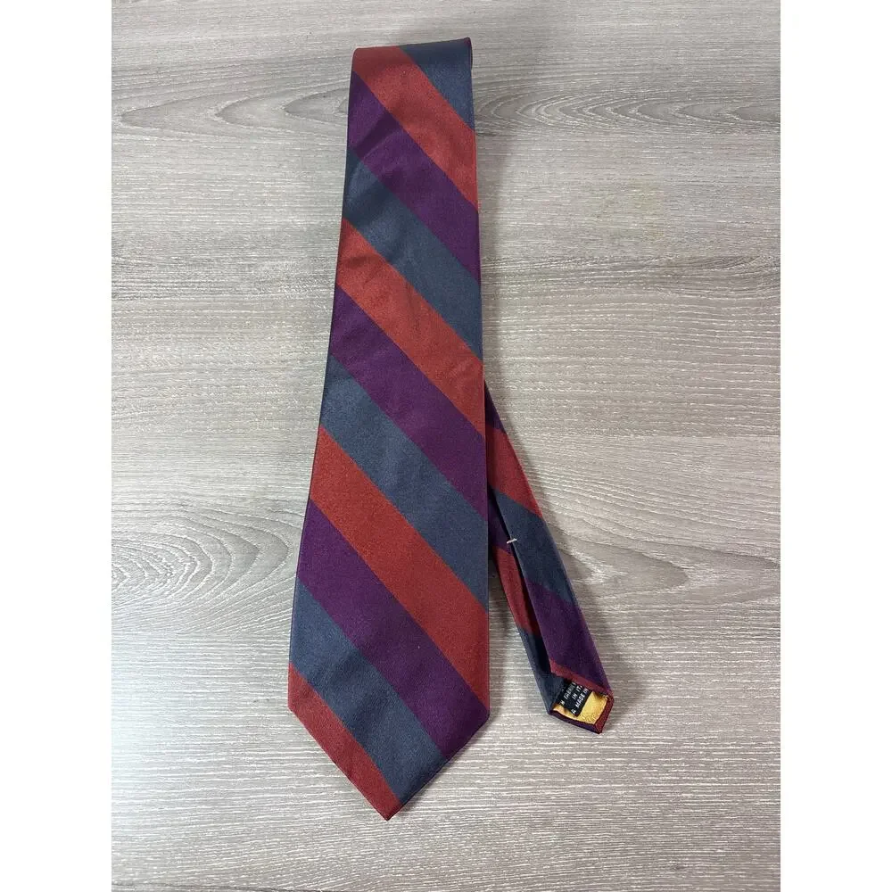 Vintage Christian Dior Monsieur Silk Tie- Burgundy, Plum Gray‎ Diagonal Stripped